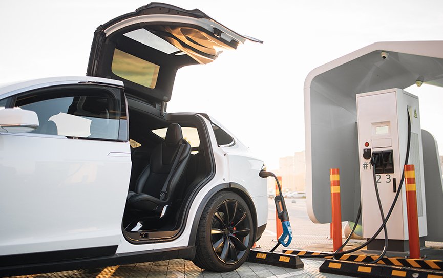 Solar Cells For Electric Charge Appeared On Sale 1 modern electric car charging at outdoors ev statio 2023 03 17 23 18 45 utc